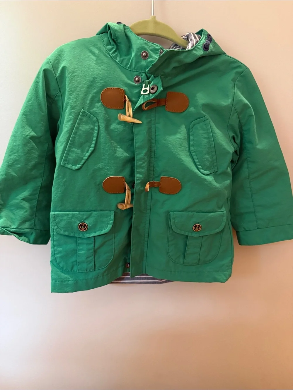Mayoral Bright Green Hooded Toggle Raincoat